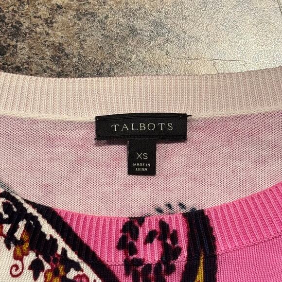 Talbots Sweater 3/4 Sleeve Y2K Boho Retro Statement Bold Colorful Paisley XS - Picture 3 of 5